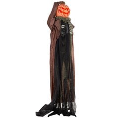 HOMCOM 183cm Halloweeni kaunistus skelett kõrvits koos LED tuledega, heli funktsiooniga, reguleeritava peaga ukse kaunistus, elusuuruses aia kaunistusfiguur peo jaoks hind ja info | Peokaunistused | kaup24.ee