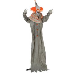 HOMCOM 183cm Halloweeni dekoratsioon Seisev kloun LED tuledega, helifunktsiooniga, reguleeritavate kätega esiukse kaunistus, elusuuruses aiakaunistusfiguur peo jaoks, oranž+hallikas hind ja info | Peokaunistused | kaup24.ee