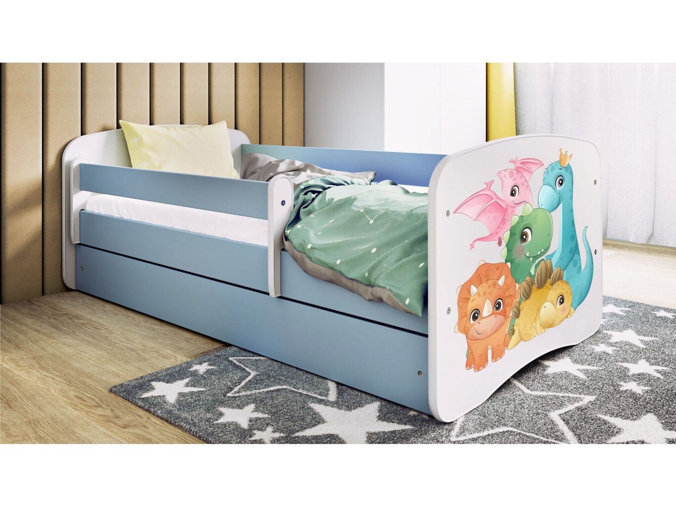 Lastevoodi ilma madratsita/sahtlita Kocot Kids BabyDreams Blue tiny dinos, sinine hind ja info | Lastevoodid | kaup24.ee