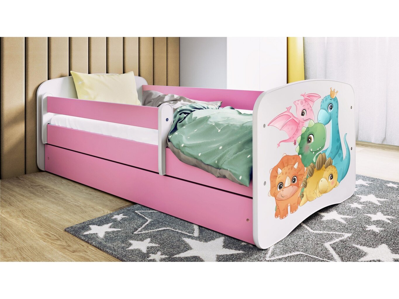 Lastevoodi ilma madratsita/sahtlita Kocot Kids BabyDreams Pink tiny dinos, roosa hind ja info | Lastevoodid | kaup24.ee