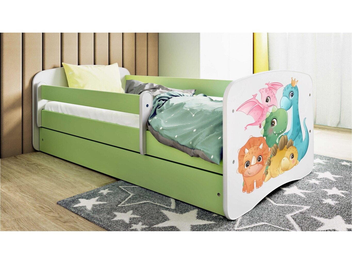 Lastevoodi ilma madratsita/sahtlita Kocot Kids BabyDreams Green tiny dinos, roheline цена и информация | Lastevoodid | kaup24.ee