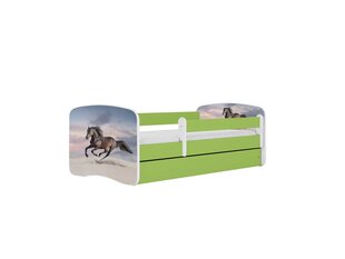 Lastevoodi ilma madratsita/sahtlita Kocot Kids BabyDreams Green galloping horse, roheline hind ja info | Lastevoodid | kaup24.ee