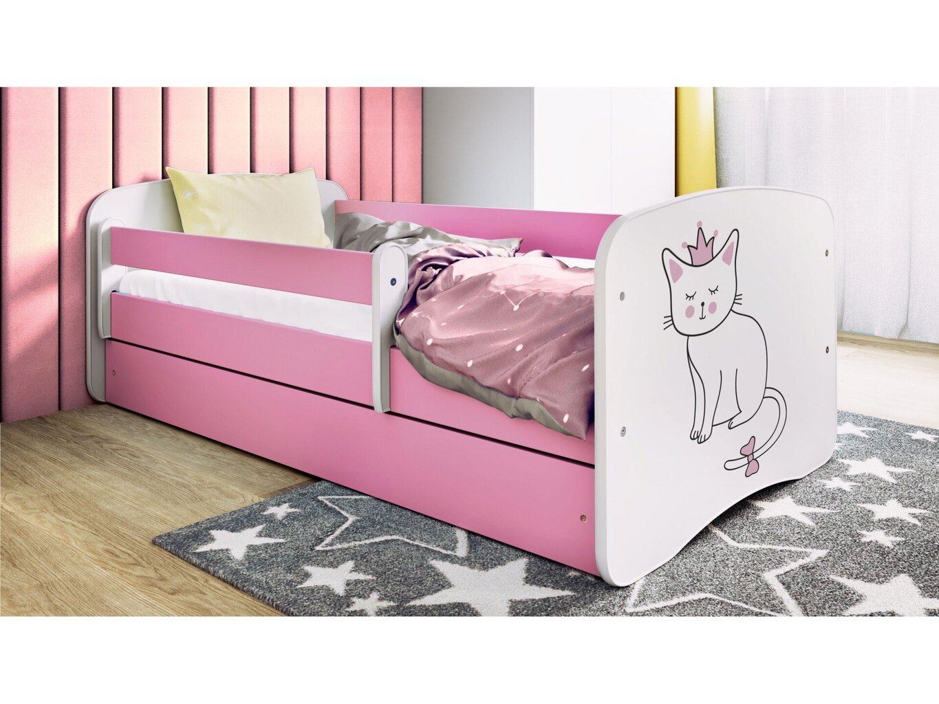 Lastevoodi ilma madratsita/sahtliga Kocot Kids BabyDreams Pink cat, roosa kaina ir informacija | Lastevoodid | kaup24.ee