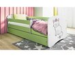 Lastevoodi ilma madratsita/sahtlita Kocot Kids BabyDreams Green cat, roheline цена и информация | Lastevoodid | kaup24.ee