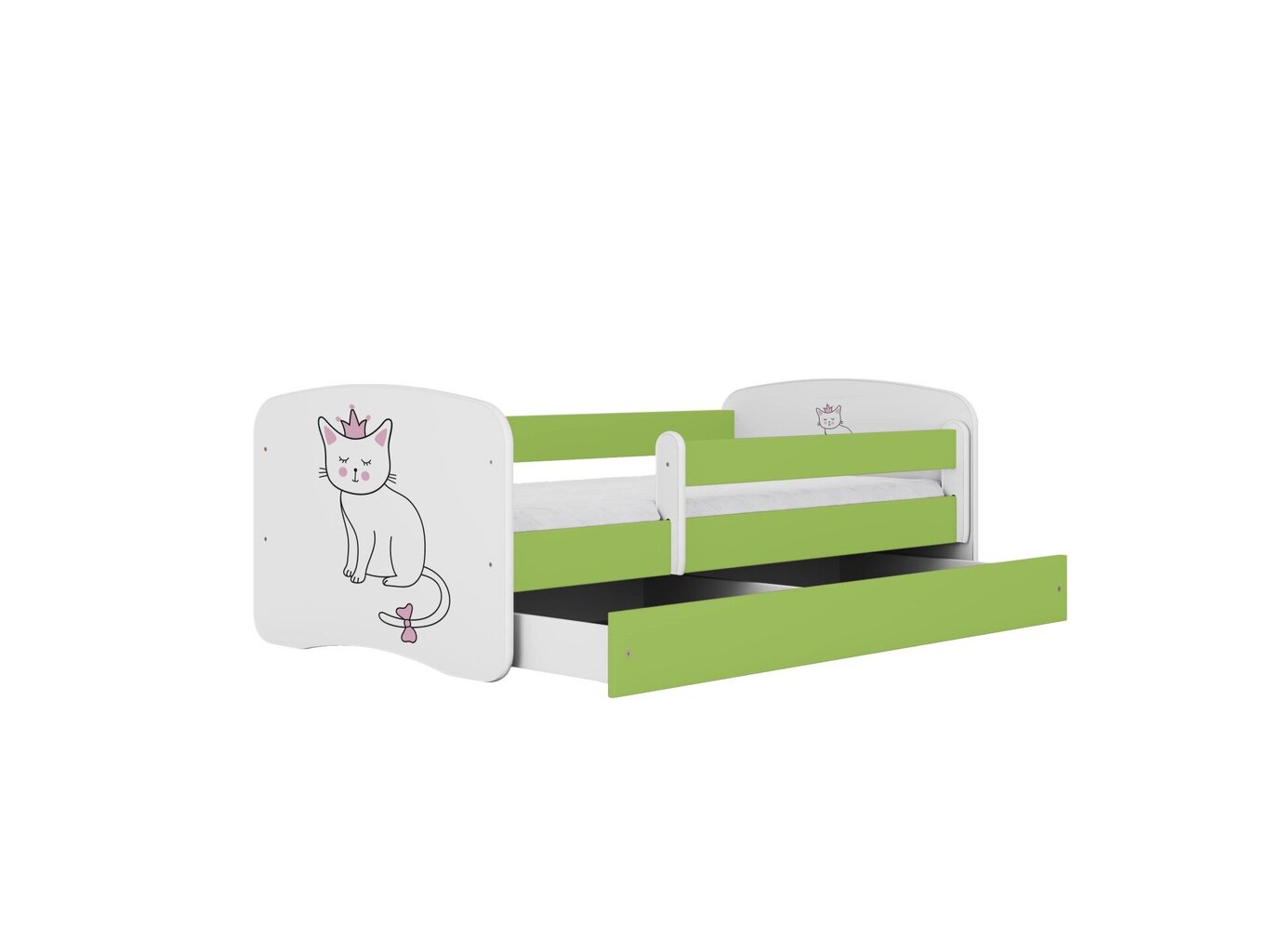 Lastevoodi ilma madratsita/sahtliga Kocot Kids BabyDreams Green cat, roheline цена и информация | Lastevoodid | kaup24.ee