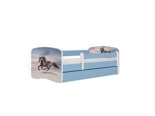 Детская кровать с матрасом Kocot Kids BabyDreams Blue galloping horse, синяя цена и информация | Детские кровати | kaup24.ee