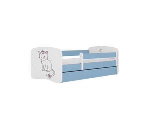 Детская кровать с матрасом Kocot Kids BabyDreams Blue cat, синяя цена и информация | Детские кровати | kaup24.ee