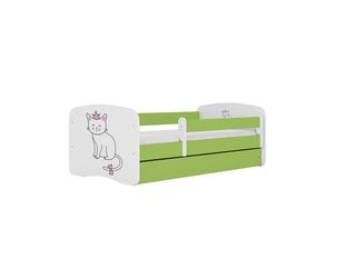 Детская кровать с матрасом Kocot Kids BabyDreams Green cat, зеленый/белый цена и информация | Детские кровати | kaup24.ee