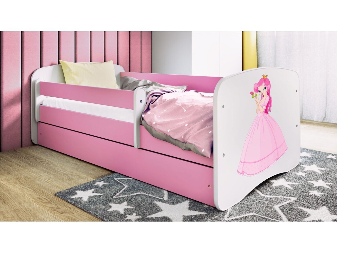 Lastevoodi madratsiga Kocot Kids BabyDreams Pink princess, roosa/valge цена и информация | Lastevoodid | kaup24.ee