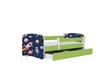 Lastevoodi madratsiga/sahtliga Kocot Kids BabyDreams Green cosmos, roheline hind ja info | Lastevoodid | kaup24.ee