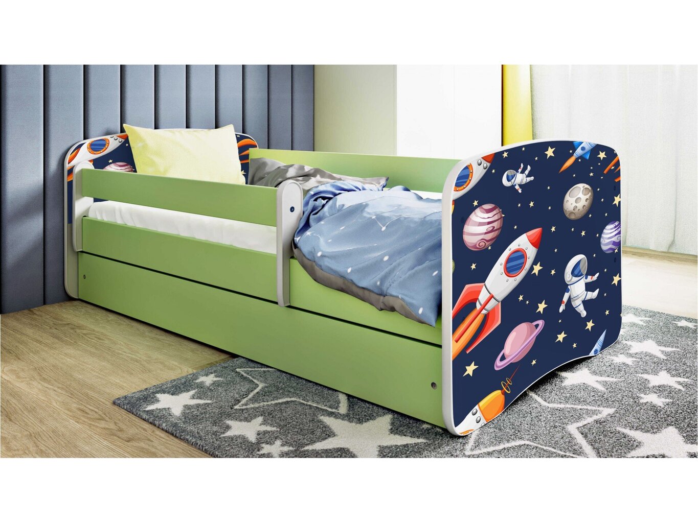 Lastevoodi madratsiga/sahtliga Kocot Kids BabyDreams Green cosmos, roheline hind ja info | Lastevoodid | kaup24.ee