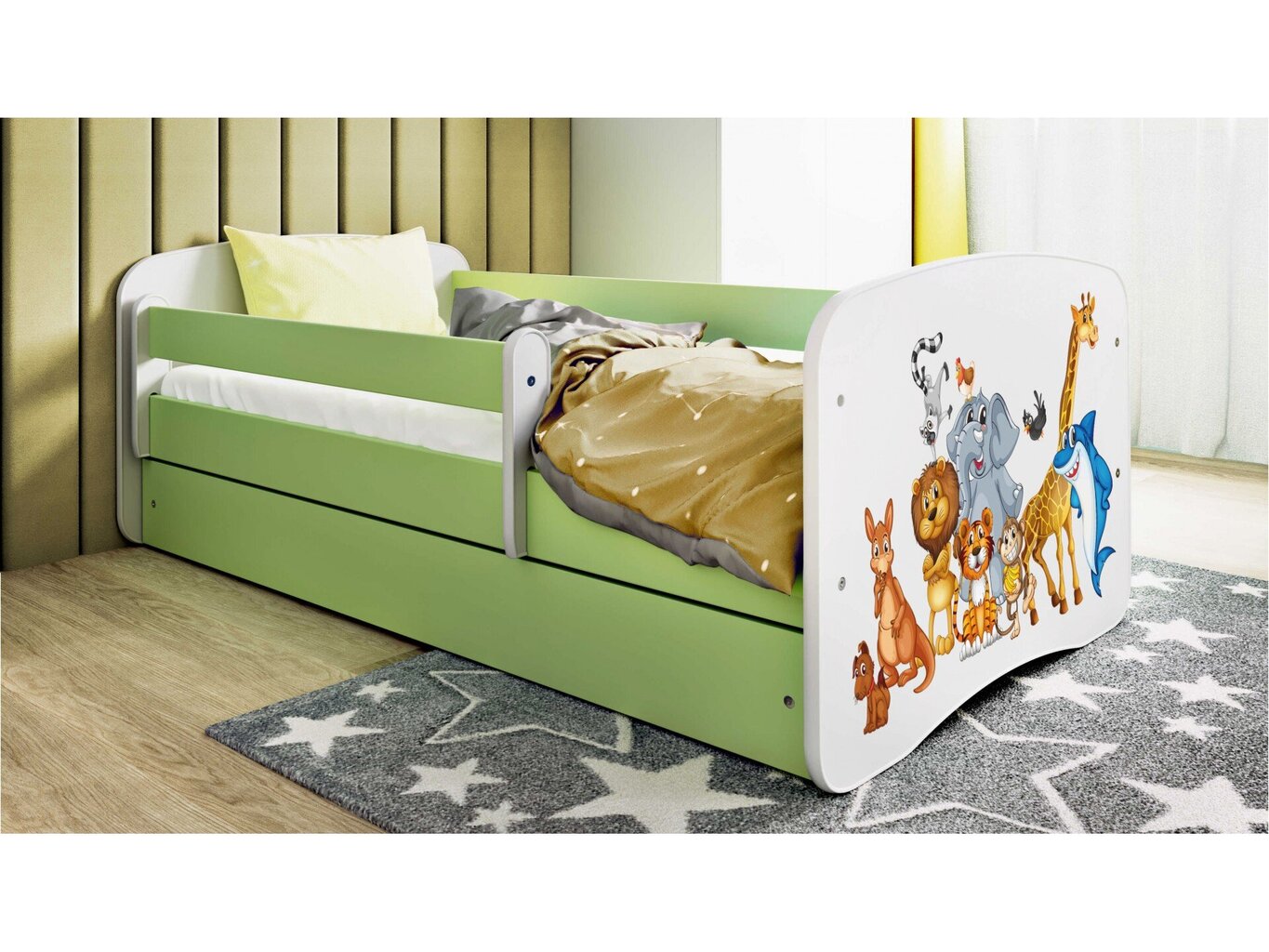 Lastevoodi sahtliga/ilma madratsita Kocot Kids BabyDreams Green animals, roheline цена и информация | Lastevoodid | kaup24.ee