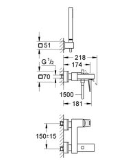 Grohe Eurocube vannisegisti hind ja info | Vannitoa segistid | kaup24.ee