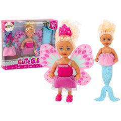 Nukud lastele 2in1 Mini Doll Mermaid Fairy Tail Wings, roosa цена и информация | Игрушки для девочек | kaup24.ee