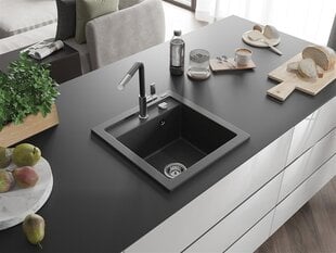 Гранитная кухонная мойка Mexen Vito с смесителем и сифоном, Black granite/Black/Chrome цена и информация | Раковины на кухню | kaup24.ee