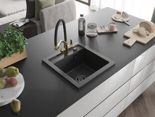 Гранитная кухонная мойка Mexen Vito с смесителем и сифоном, Black granite/Black/Gold цена и информация | Раковины на кухню | kaup24.ee