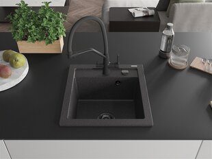 Гранитная кухонная мойка Mexen Vito с смесителем и сифоном, Black granite/Black цена и информация | Раковины на кухню | kaup24.ee