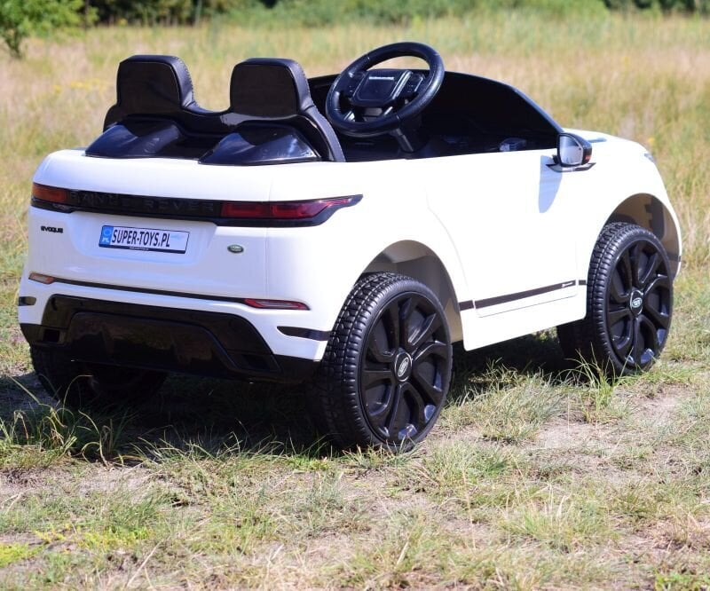 Ühekohaline laste elektriline Land Rover Evoque maastur, valge цена и информация | Laste elektriautod | kaup24.ee