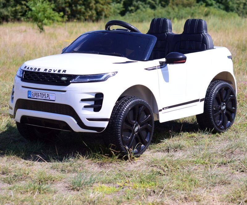 Ühekohaline laste elektriline Land Rover Evoque maastur, valge цена и информация | Laste elektriautod | kaup24.ee