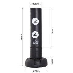 HOMCOM Punching Bag Standing 176cm Adult Freestanding Heavy Duty Standing Punching Bag koos aluse ja vinüül pad poks partner poks treener must hind ja info | Poksivarustus | kaup24.ee