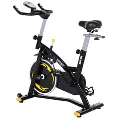 HOMCOM Treeningjalgratas Flywheel sujuvalt reguleeritava vastupanuga 10kg Fitness bike jalgrattatreener Reguleeritava kõrgusega teras must, 120x47x104.5-117 cm, 120x47x104.5-117 cm hind ja info | Velotrenažöörid | kaup24.ee