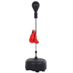 HOMCOM Punchingball Set Standbox treeningkomplekt 136-154 cm reguleeritava kõrgusega koos 1 paari kinnastega Sobib professionaalidele ja algajatele Mustanahaline hind ja info | Poksivarustus | kaup24.ee