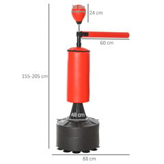 HOMCOM Püstine poksikott Poksitreening varustus koos tarvikutega Poksi assistent treeningkott must punane 88 x 48 x 155-205 cm hind ja info | Poksivarustus | kaup24.ee