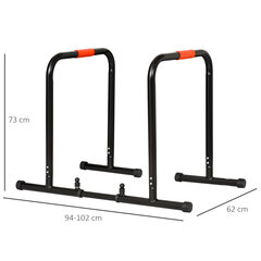 HOMCOM Dip Bar Fitness Push Up Dip Station Reguleeritav fitness multifunktsionaalne teras must 94 / 102 x 62 x 73 cm hind ja info | Poksivarustus | kaup24.ee