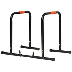 HOMCOM Dip Bar Fitness Push Up Dip Station Reguleeritav fitness multifunktsionaalne teras must 94 / 102 x 62 x 73 cm hind ja info | Poksivarustus | kaup24.ee