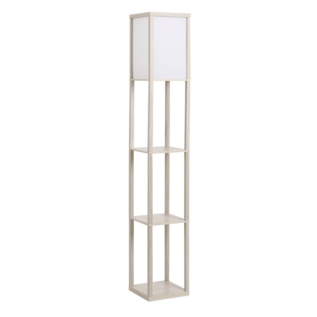 HOMCOM Põrandavalgusti 3 riiuliga Põrandavalgusti, sisevalgustus, E27, kuni 40W, E1-MDF, akrüül, tamm+valge, 26x26x160 cm цена и информация | Rippvalgustid | kaup24.ee