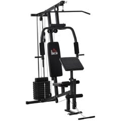 HOMCOM Gym Jõujaam Fitness-seadmed Fitness-jaam Fitness-keskus koos rullpehmendusega raskustega Terasest kunstnahk Must 148 x 108 x 207 cm hind ja info | Poksivarustus | kaup24.ee