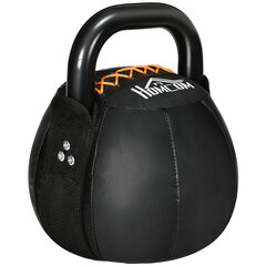 HOMCOM Kettlebell 8 KG kettlebell terasest käepidemega jõutreeninguks, jõutõstmiseks, vastupidavuseks, põrandat kaitsev sünteetiline nahkjope, must hind ja info | Poksivarustus | kaup24.ee