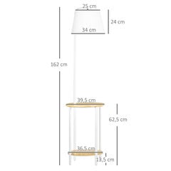 HOMCOM põrandalamp, põrandalamp 2 riiuliga, 40 W põrandalamp linase lambivarjuga, põrandalamp, metall valge, kõrgus 162 cm, ilma pirnita hind ja info | Rippvalgustid | kaup24.ee