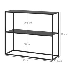 HOMCOM 2-tasandiline konsoollaud, koridorilaud, küljelaud terasest, kallutusvastase kaitsega, 90x30x75 cm hind ja info | Konsoollauad | kaup24.ee