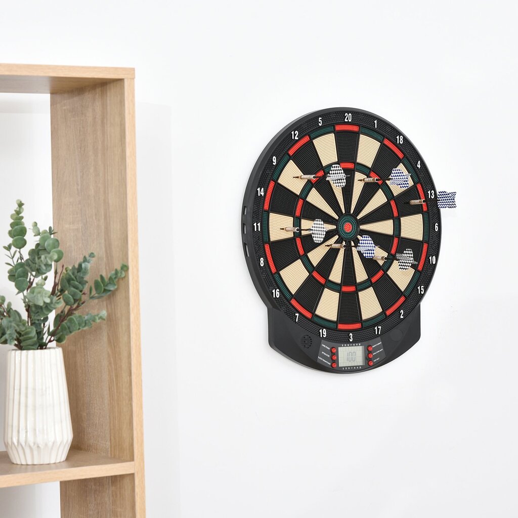 HOMCOM Elektrooniline dartboard tikaplaadi komplekt 6 noolega, 30 noolepeaga, 26 mängu, 185 tabamusvõimalust, 8 mängijale, mitmevärviline hind ja info | Noolemängud | kaup24.ee