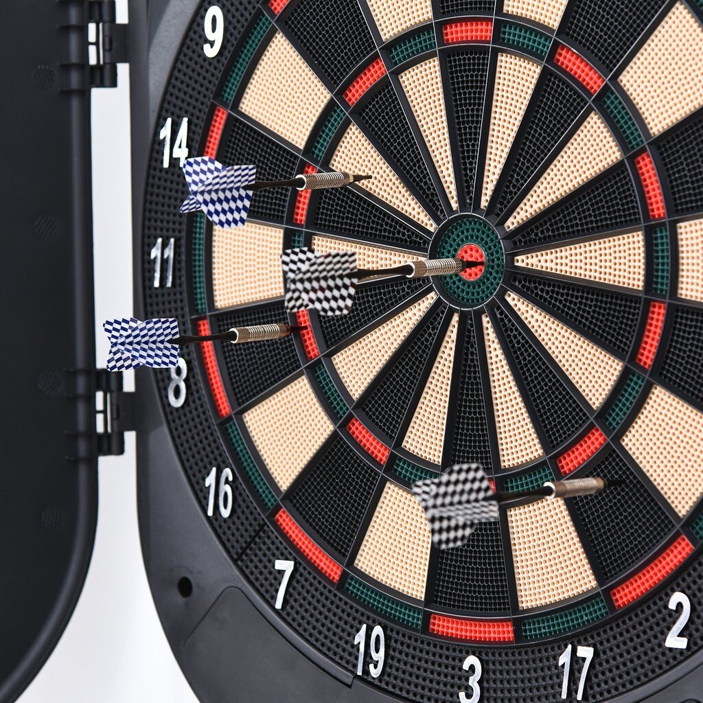 HOMCOM Elektrooniline dartboard ukse heliefektidega, automaatne skoorimine, 6 noole, 26 mängu, 185 tabamisvõimalust, 8 mängijale цена и информация | Noolemängud | kaup24.ee