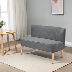 HOMCOM 2-kohaline kangast diivan polsterdatud diivan istumis mööbel lounge diivan puidust vahtpolster helehall 117 x 56.5 x 77 cm hind ja info | Diivanid ja diivanvoodid | kaup24.ee