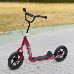 HOMCOM Kids Scooter City Scooter Самокат 12 дюймов с задним тормозом Регулируемый по высоте Сталь EVA Красный 120 x 52 x 80-88 см цена и информация | Самокаты | kaup24.ee