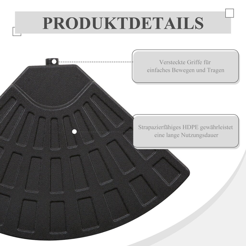 Vihmavarju kaal, päikesevarjudele, 52 kg veega/68 kg liivaga, HDPE, must hind ja info | Päikesevarjud, markiisid ja alused | kaup24.ee