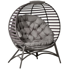 Outsunny papasan aiatool 2 korvi padjad ovaalne lamamistool kokkupandav rõdu terrass liiv pruun teras 118x75x139cm terasest hind ja info | Aiatoolid | kaup24.ee