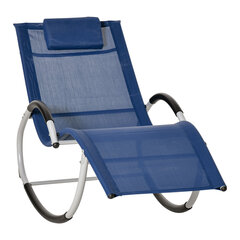 Outsunny Rocking Lounger aia kiiktool peatoega, kiiktool, aiatool, metall, võrk, sinine, 65x144x83 cm hind ja info | Aiatoolid | kaup24.ee