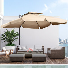 Outsunny Parasol UV30+ Ampelschirm Roma зонт с подставкой и 4 грузиками, включая защитный чехол алюминий хаки 270 x 270 x 260 см цена и информация | Зонты, маркизы, стойки | kaup24.ee