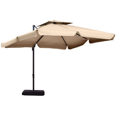 Outsunny Parasol UV30+ Ampelschirm Roma зонт с подставкой и 4 грузиками, включая защитный чехол алюминий хаки 270 x 270 x 260 см цена и информация | Зонты, маркизы, стойки | kaup24.ee