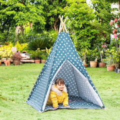 HOMCOM Kinderzelt Tipi Indoor Outdoor faltbar Kinderzimmer Blau 120x120x155cm цена и информация | Детские игровые домики | kaup24.ee