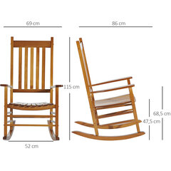 Outsunny puidust kiiktool käetugedega kiiktool Relax tool aiatool naturaalne 69 x 86 x 115 cm hind ja info | Aiatoolid | kaup24.ee