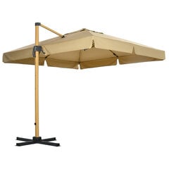 Outsunny Square parasol, регулируемый по высоте консольный зонт, 295 x 295 см с поворотной стойкой для зонта, садовый зонт с регулируемым наклоном, хаки цена и информация | Зонты, маркизы, стойки | kaup24.ee