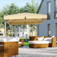 Outsunny Square parasol, регулируемый по высоте консольный зонт, 295 x 295 см с поворотной стойкой для зонта, садовый зонт с регулируемым наклоном, хаки цена и информация | Зонты, маркизы, стойки | kaup24.ee