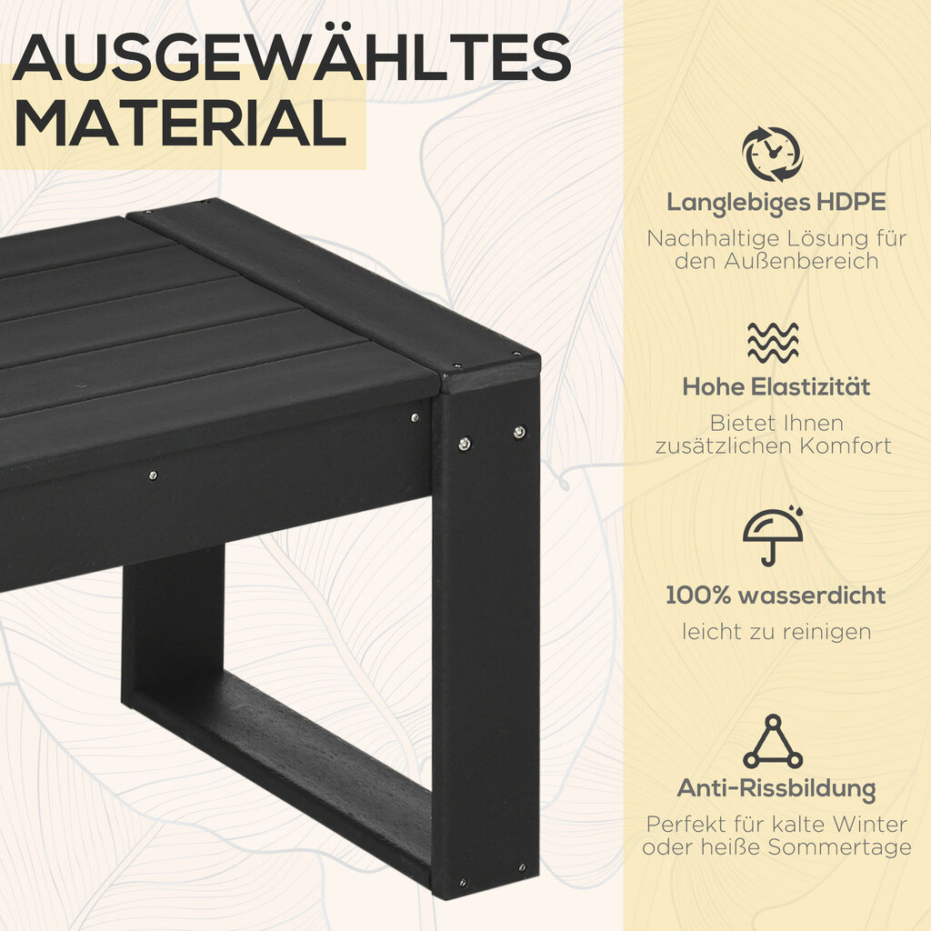 Outsunny küljelaud aialaua, kohvilaud puidu välimusega, ristkülikukujuline, rõdule, aeda, terrassile, HDPE, must, 95x42x40cm hind ja info | Diivanilauad | kaup24.ee