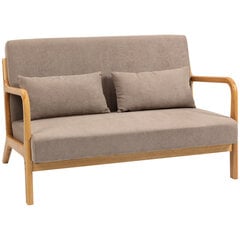 HOMCOM 2-istmeline diivan Loveseat kahe istekohaga, padjadega ja sametse välimusega kummipuust, helehall, 122 x 71 x 76 cm hind ja info | Diivanid ja diivanvoodid | kaup24.ee