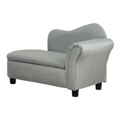 HOMCOM laste diivan hoiuruumiga, helehall chaise longue, täispuit, 80x40x49cm, lastele 1,5-3 aastat hind ja info | Lastetoa komplektid | kaup24.ee